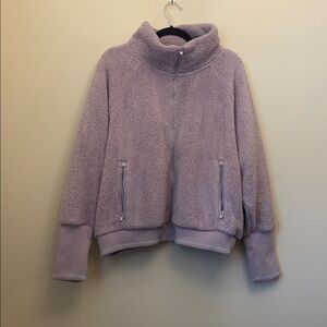 Athleta Soft Lavender Sherpa Fleece Jacket Zip-up‎ Size 2x Warm Cozy Winter